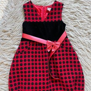 Girls Red and Black Polkadot Dress